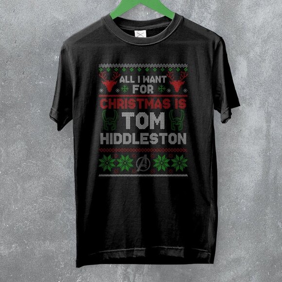 The Avengers Tom Hiddleston Ugly Christmas Movie Hero Holiday Fan T-Shirt 81 - Picture 1 of 5